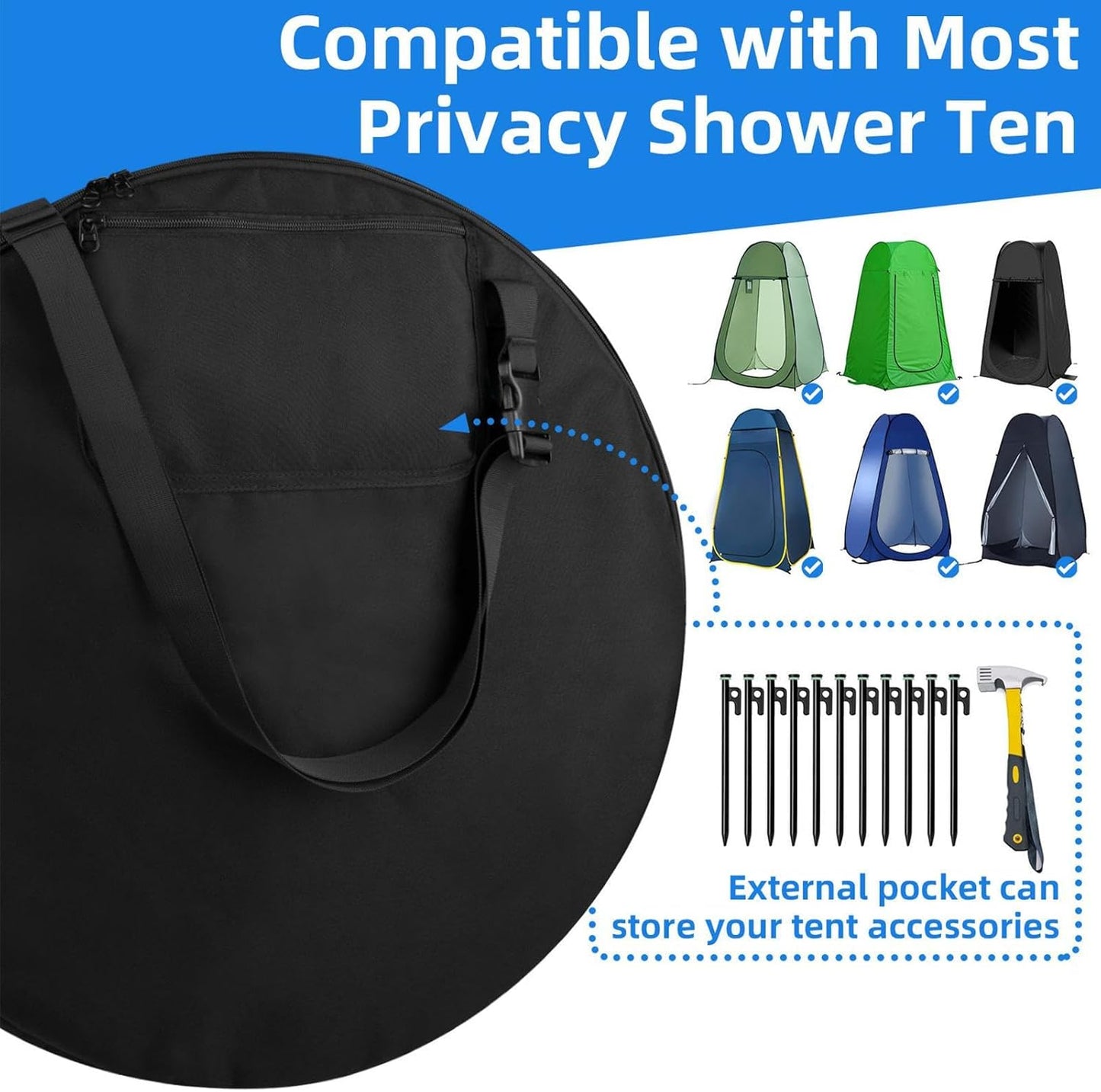 Privacy Shower Tent Bag, Pop-up Carry Case, Durable Nylon Storage, Lightweight Travel Organizer, Camping Necessary, Beach Gear Holder, Outdoor Adventure Backpack, Ideal for Hiking