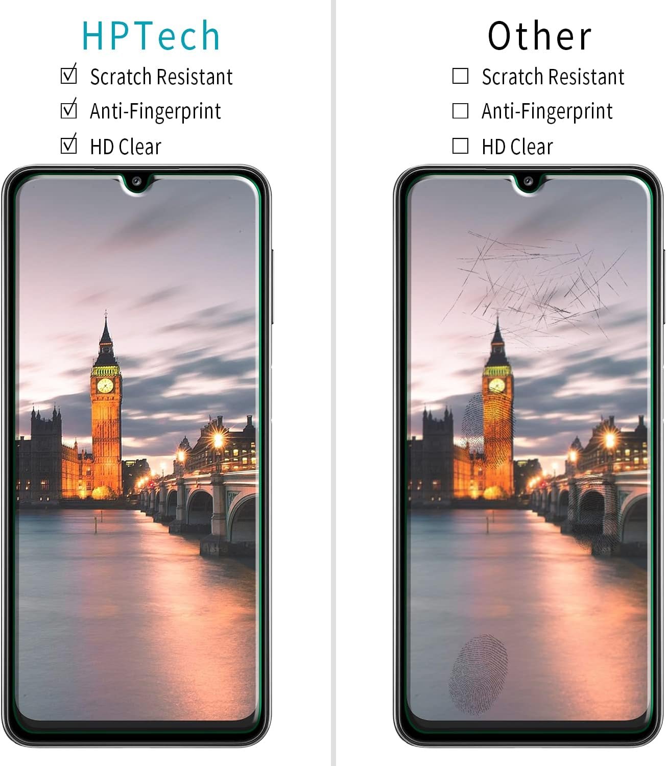 [2-Pack] HPTech Designed for Samsung Galaxy A32 5G Tempered Glass Screen Protector, 9H Hardness, Anti Scratch, Case Friendly, Bubble Free