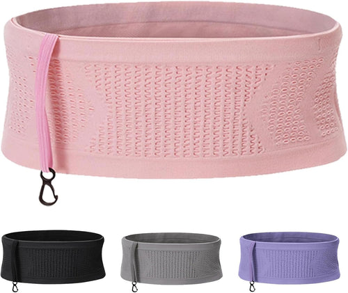 Unisex Running Belt, Money Belt for Travel Hidden, Slim Stretch Fanny Pack with 4 Pockets Fits All Phones, Moisture Wicking Gym Waist Bag for Running Hiking Jogging Workout Gear Accessories Gift