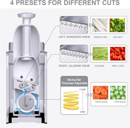 SupMaKin Mandoline Slicer for Kitchen, Safe Vegetable Chopper Adjustable Food Chopper Fruits and Vegetables Chopping Artifact (Gray)