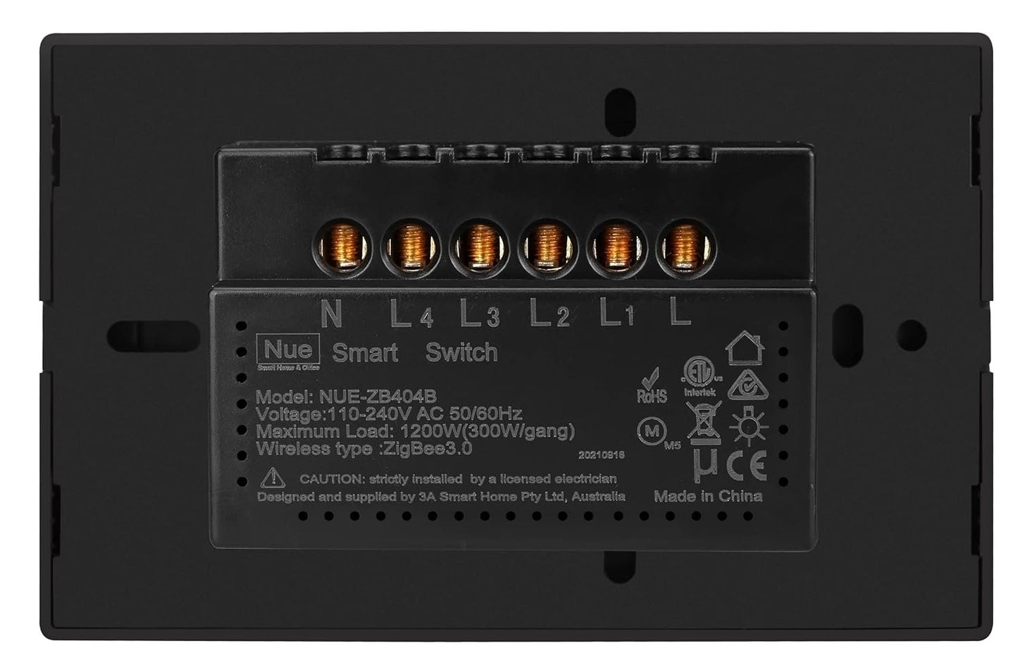 AU/NZ Approved ZigBee Smart 4 Gang Light Switch for Home Automation, Alexa Voice Control - Black 4 Gang