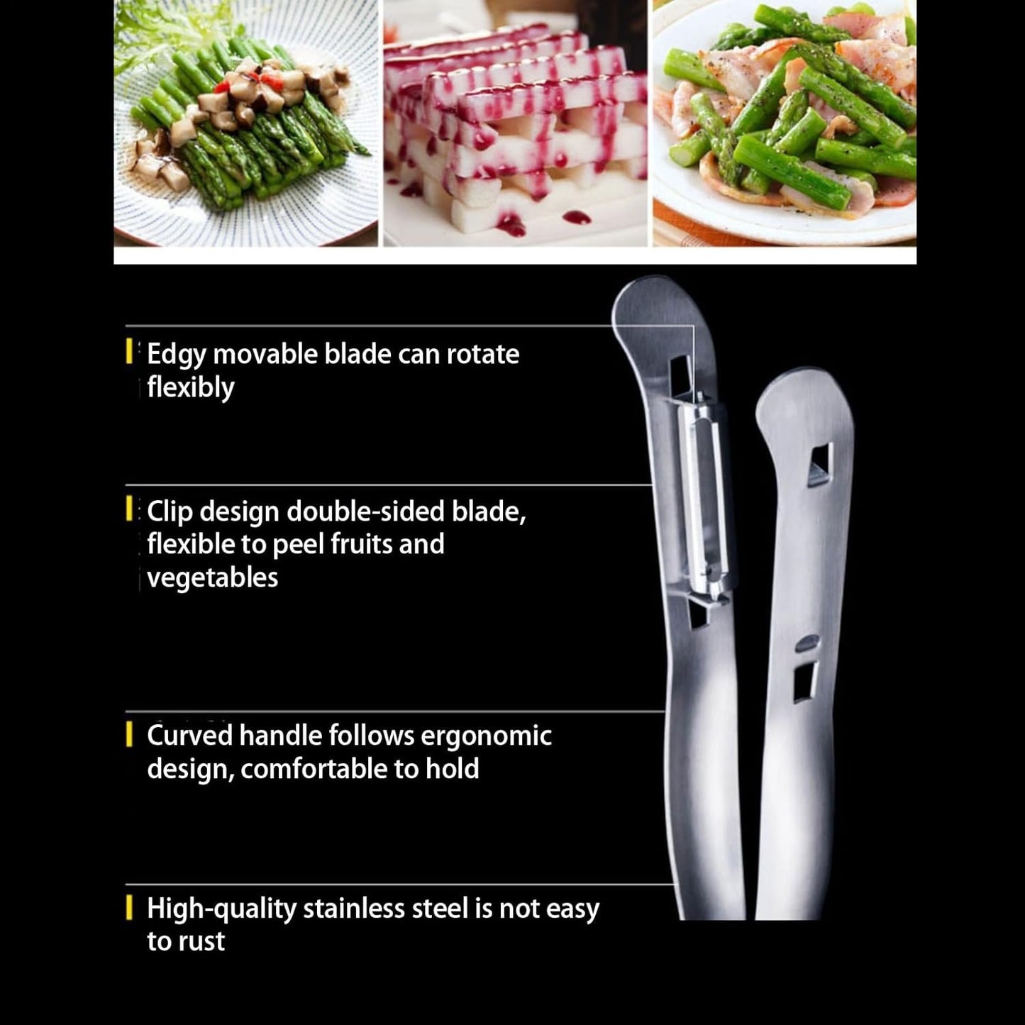Potato Peeler Hand,Stainless Steel Double-Sided Fruit Peeler with Handle | Kitchen Gadgets Tools for Salad Making Juicing Restaurant Outdoor Market Food Prep