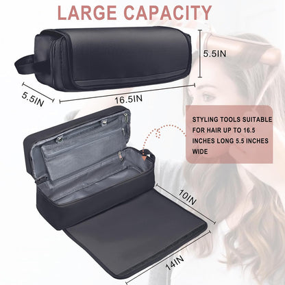 Hair Tools Travel Bag with Heat Resistant Mat Hair Styling Accessories Storage Case for Hair Dryer Flat Iron Straightener Curling Iron Haircare Accessories Travel Essentials for Women