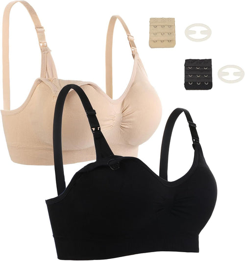 Lancuthek 2 Pack Nursing Bras for Breastfeeding Maternity Bra Breastfeeding Wirefree Seamless Pregnancy Bralette for Womens