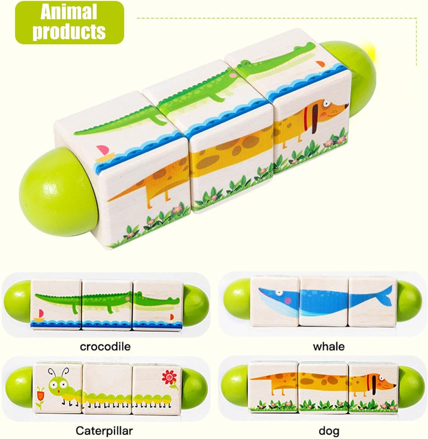 mivceklw Wooden Building Blocks, Rotating Puzzle Game, Handeye Coordination Development, Educational Toy for Preschool Classroom and Home Play, 6.69x1.69x1.69 Inches