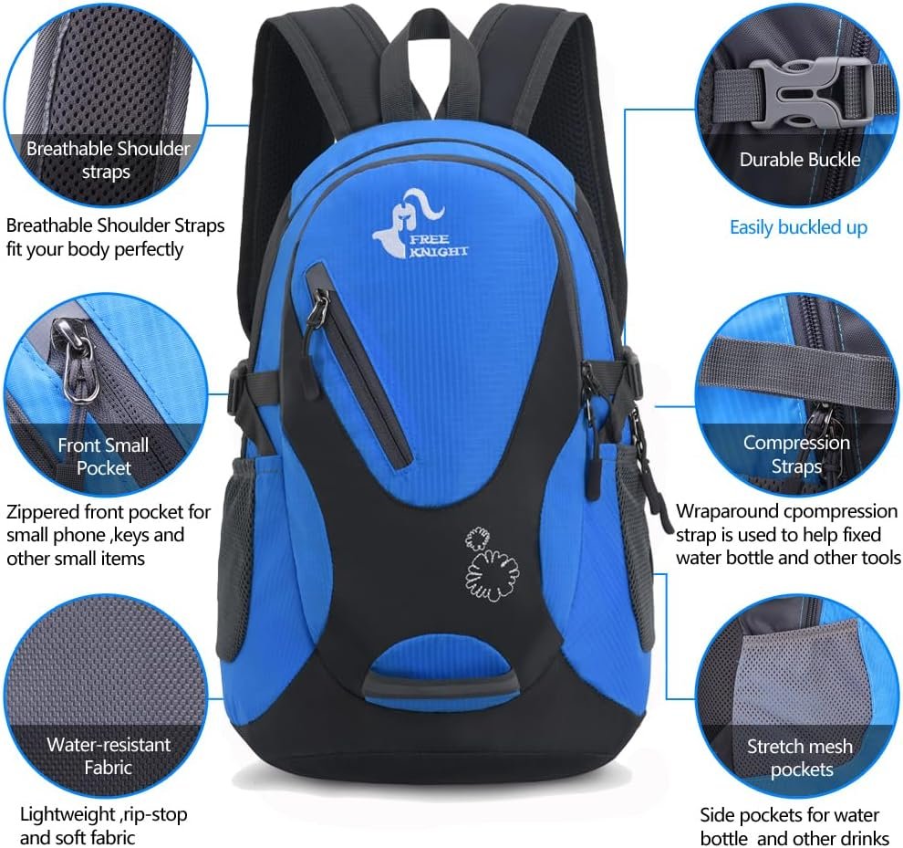 Bseash Small 20L Outdoor Hiking Backpack, Lightweight Waterproof Travel Daypack for Kids Girls Boys Cycling Camping