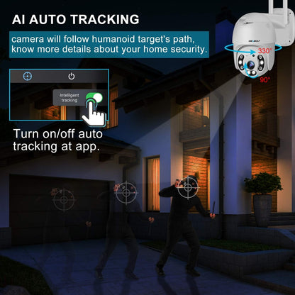 GENBOLT 2.5K Security Camera Outdoor with PoE, 2.4/5GHz Dual WiFi Surveillance CCTV IP Camera with Color Night, Auto Tracking Human/Vehicle Detection