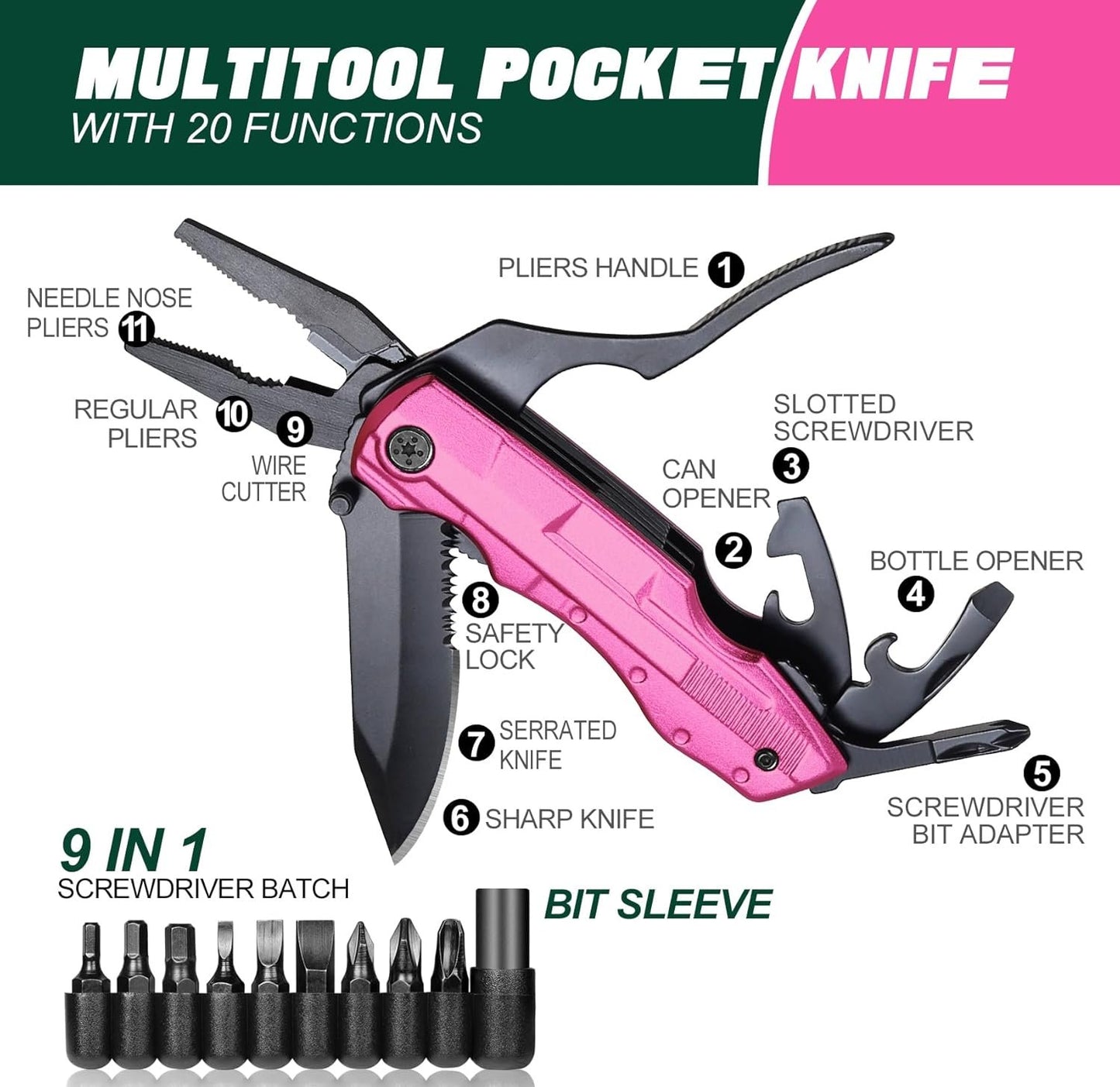 Gifts for Women Wife Mom Girlfriend - Mothers Day Gifts, Stocking Stuffes for Women - Birthday Gift for Woman, Sister, Her, Mothers Day Christmas Womens Gift - Pink Multitool