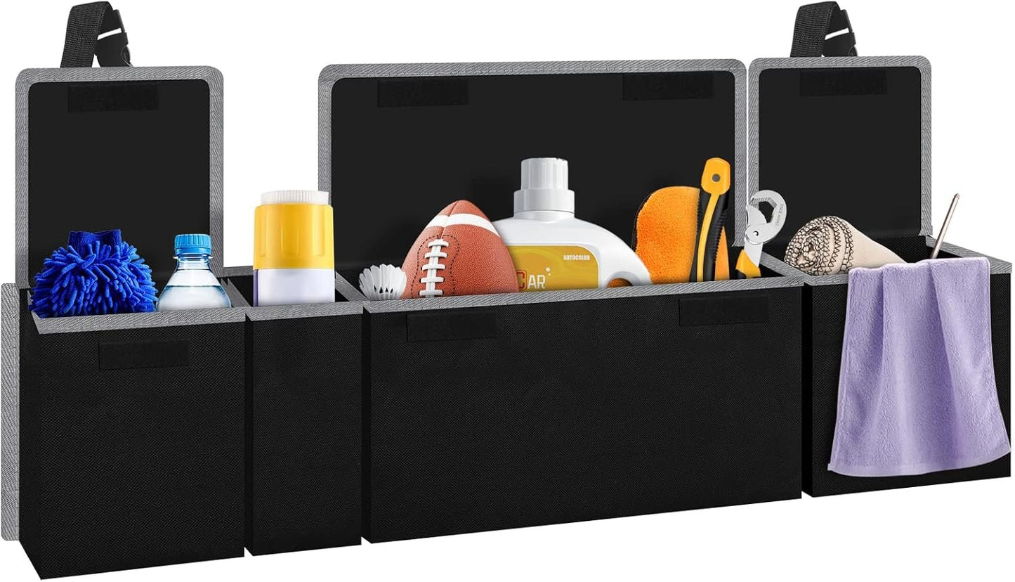 Car Boot Organiser, Car Trunk Organizer and Storage, Boot Storage Bags for Suv and Adjustable Buckle Straps Backseat Hanging Organizer for SUV, Truck, MPV, Waterproof