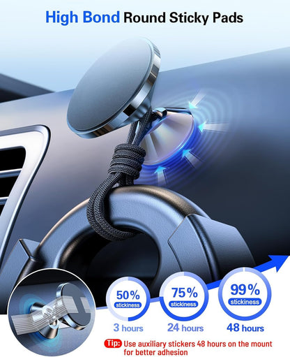 6Pcs Double Sided Adhesive Tape Replacement for Dashboard Car Magnetic Mount, 25mm(0.98in) Round Heat Resistant 3M Sticky Pad for Phone Ring Holder, Mini Dash Cam, Super Self Adhesive Mounting Sticker