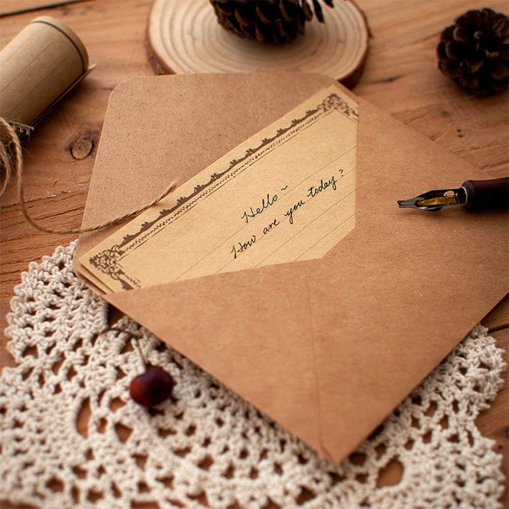 OTYMIOW Vintage Stationery Paper and Envelopes Set - 20 Sheets, 10 Envelopes, 10 Twine, 10 Keys, 10 Seal Stickers for Letter Writing