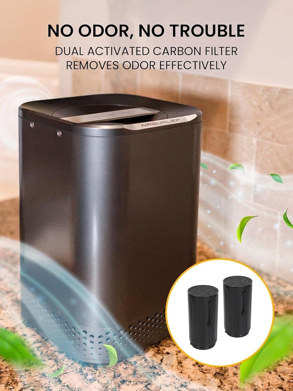 Nagual Smart Electric Composter for Kitchen, Counter 2.5L Mill Composter Kitchen Bin, Odorless/Low Noise/Auto-Stop, Disposer One-Key Turn Food Waste into Fertilizer