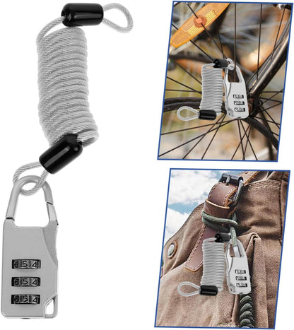Amosfun 1Set Adjustable Theft Cable Lock for Luggage Motorcycles and Scooters Heavy Duty Spring Wire Combination Lock Design for Enhanced Security and Portability