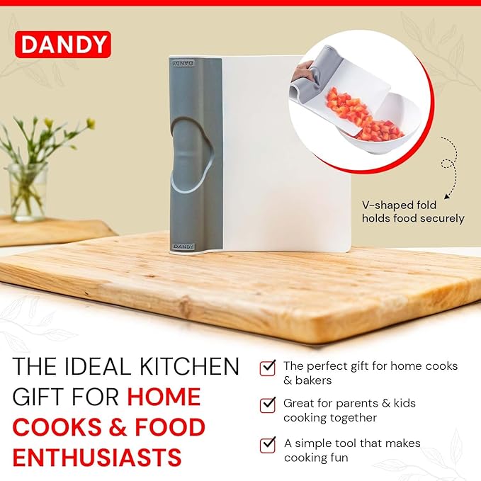 DANDY ScooperDuper - Multi-Purpose Folding Food Mover, Bench Scraper, Dough Scraper, Food Scraper Tool, User-Friendly Kitchen Gadget for Cutting Board and Chef’s Knife