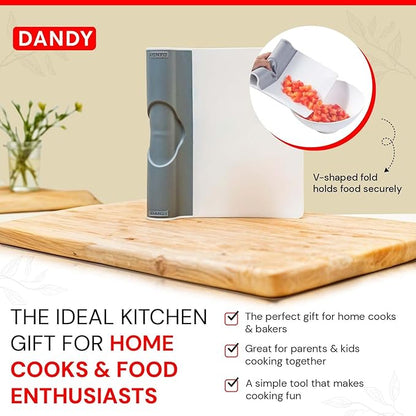 DANDY ScooperDuper - Multi-Purpose Folding Food Mover, Bench Scraper, Dough Scraper, Food Scraper Tool, User-Friendly Kitchen Gadget for Cutting Board and Chef’s Knife