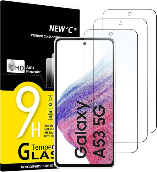 NEW'C 3 Pack Designed for Samsung Galaxy A53 5G Screen Protector Tempered Glass,Case Friendly Scratch-proof, Bubble Free, Ultra Resistant