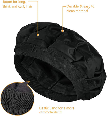 (Hair Treat Cap) - Deep Conditioning Hair Treatment Cap, Cordless Microwavable Heat Hat for Steaming Hair Styling Cap Heat Therapy & Thermal Spa Hair Steamer Gel Cap - Black