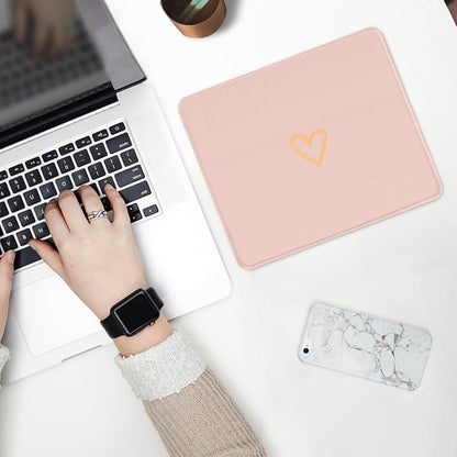 Ksriylm Square Aesthetic Cute Heart Mouse Pad Office Home Personalized Mouse Mat Waterproof Mouse Pad Non-Slip Rubber Base Computer Mouse Pads for Wireless Mouse,Pink