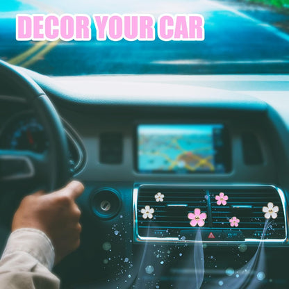 DEDC Car Air Fresheners, 8 Pcs Car Scents Air Freshener, Car Vent Clip Air Freshener, Flower Air Freshener Car Clips, Pink & White