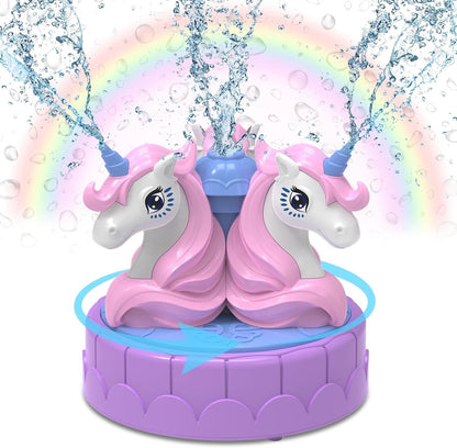 Outdoor Water Toys Sprinkler for Kids: Unicorn Spinning Sprinkler Summer Outside Toys Attached to Garden Hose, Outdoor Water Play Splashing Fun for Backyard Garden Game, Gift for Kids Age 3-5 4-8
