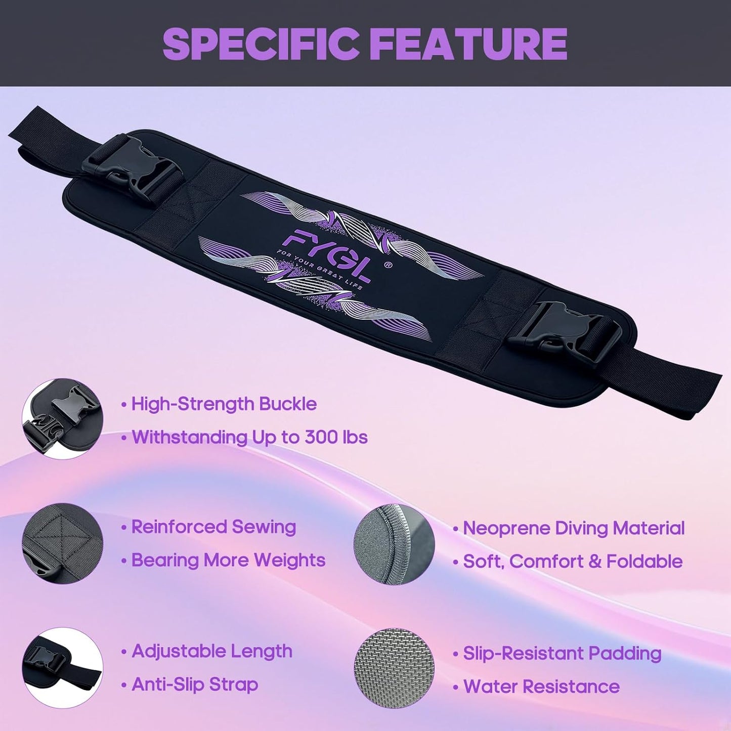 FYGL Hip-Thrust-Belt, Foldable Hip-Thrust-Band for Dumbbells, Kettlebells, or Plates, Hold Up to 300 lbs Weights with Slip-Resistant Padding for the Gym and Home Workouts