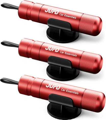 JUFO 3 Pack Car Escape Tool with Seat Belt Cutter Quick Emergency Window Breaker Escape Safety Hammer (Red *3