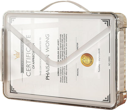 SAYEEC Plastic Storage Box Clear Stackable Storage Bins with Lids and Handle Large Capacity Storage Containers File Protector Case Organizer Portable Project Case for A4 Paper Photo Scrapbook Document