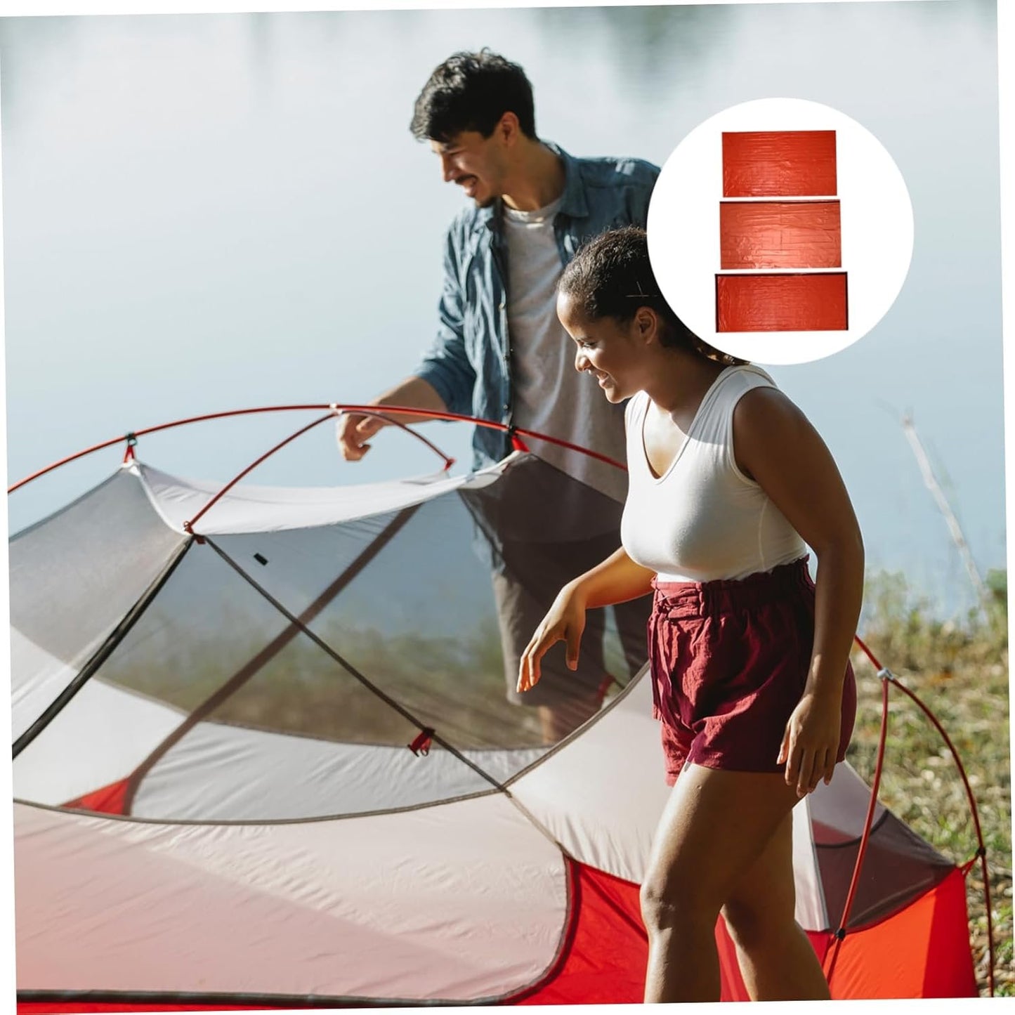 NOLITOY Emergency Sleeping Sack with Thermal Blanket Tent Windproof Survival for Camping Hiking Outdoor Activities Lightweight Portable Emergency Gear