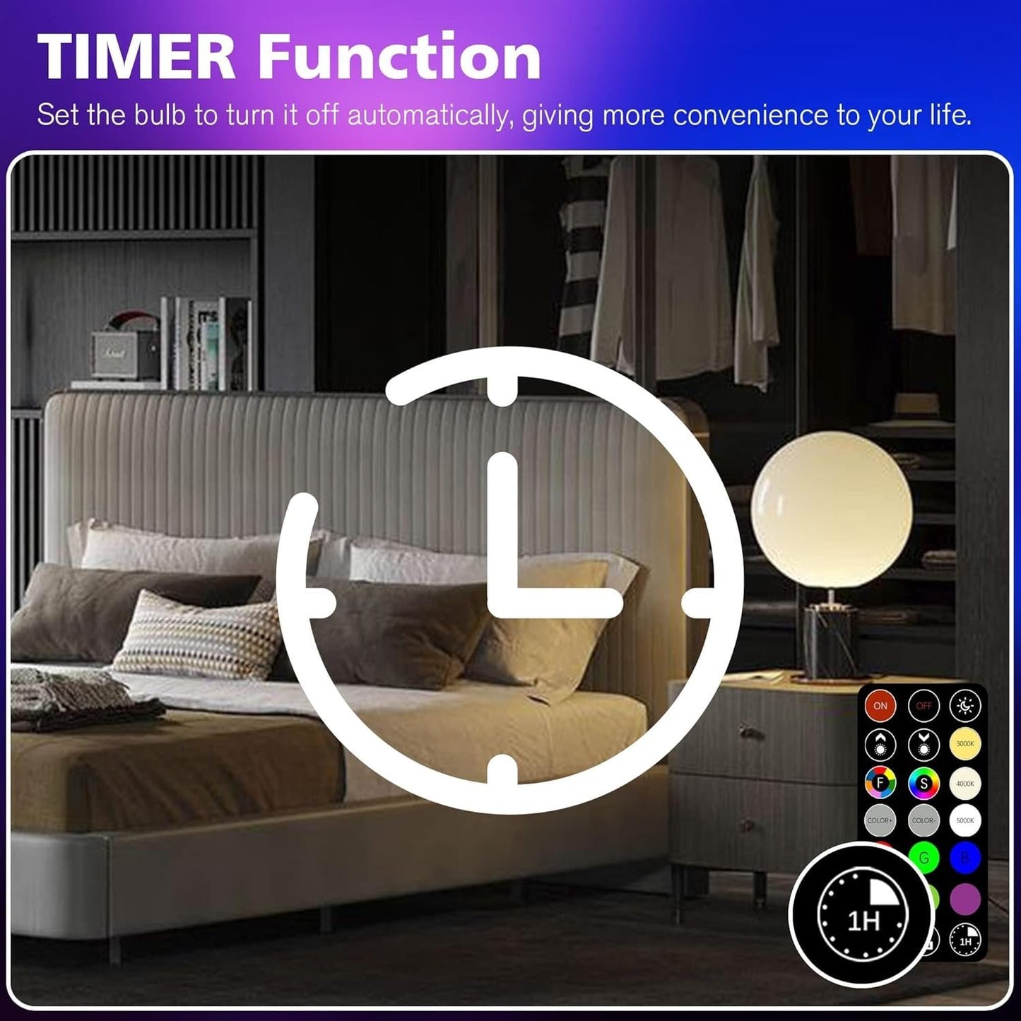 FTL RGB Colour Changing LED Bulb with Remote Control, B22 Bayonet Light Bulb 5W 40W Equivalent Dimmable, A50 Multicolour Light Bulb for Home Decoration Party Mood Lighting 6-Pack