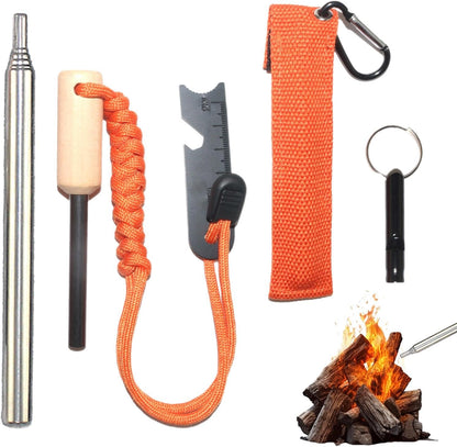 Fire Starter Survival Tool - Keychain Carabiner Survival Kits | Multifunctional Survival Kits, Portable Survival Tools for Hiking, Outdoor, Backpacking