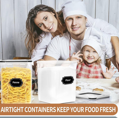 Large Tall Airtight Food Storage Containers with Lids, 4 PCS 5.2L, Kitchen Pantry organizers and storage, PRAKI Kitchen Storage Containers Set for Cereal, Flour & Baking Supplies with Labels & Marker