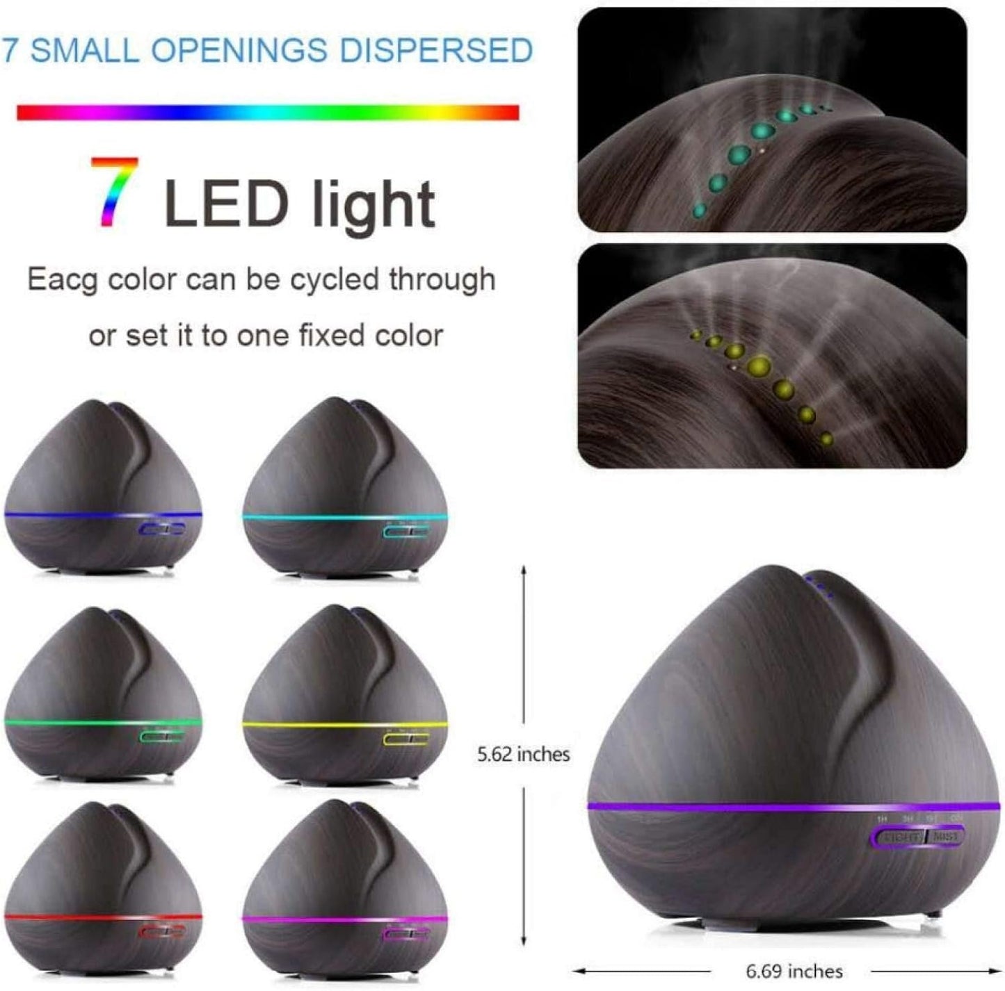 Aroma Diffuser Ultrasonic Air Humidifier with Remote Control 7 Colors Led Lights for Home
