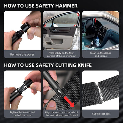 GHKLNY Car Safety Hammer with Seatbelt Cutter Emergency Escape Tool, One Second Window Breaker Seatbelt Cutter Car Emergency Tool to Break Glass (Black)