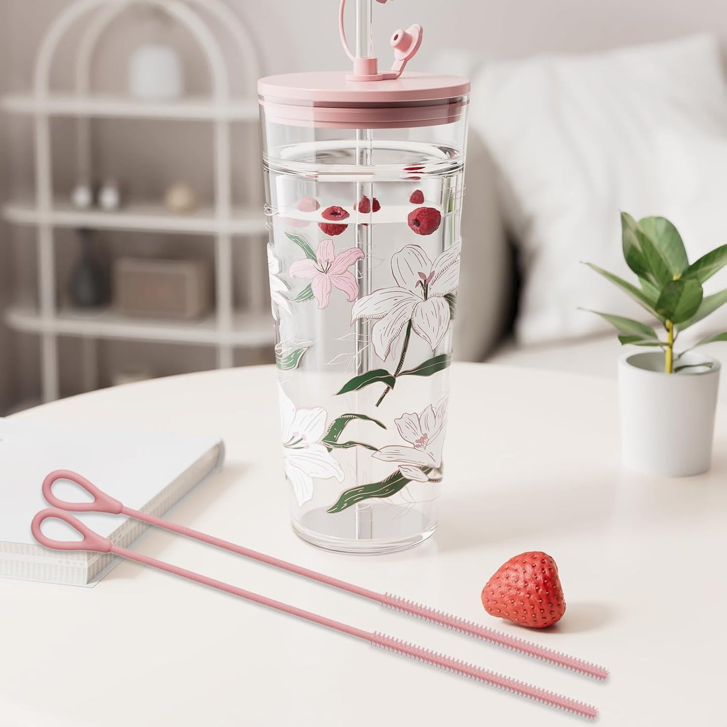Straw Cleaners, Long Silicone Straw Cleaner Brush, 9.84 Inches, Reusable Non-Slip Cleaning Tool, Handle Pipe Washer for Metal, Glass Tube, Baby Bottles, Eco-Friendly