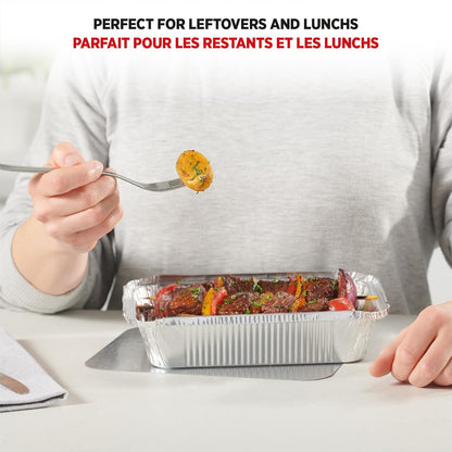 Starfrit (30-Pack) Aluminum Storage Containers with Lids (8.5”x 6”) - 2.25 LB Capacity - Recyclable - Disposable - Oven & Freezer Safe - Perfect for Cooking, Meal Prep & Takeout