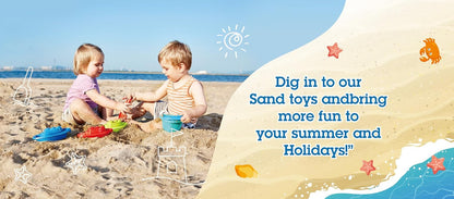 Hape 5-in-1 Kids Beach Toys Set Includes Two Sand Shovels, a Bucket and a Water Scoop |Multicolor | for Kids 18 Months and Older
