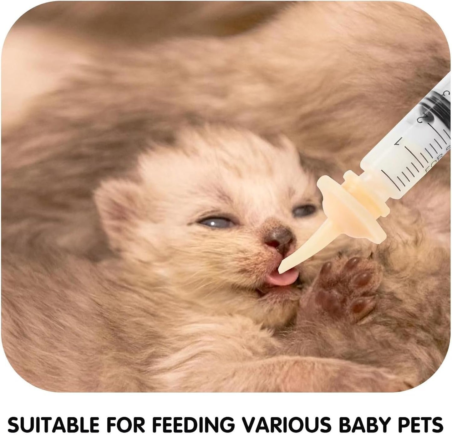 zhenzhenhao 10PCS Pet Feeding Nipple-Contains 2 Syringes, Silicone Material Kitten Nipples for Nursing, Reusable Pet Nursing Syringes,Alternative Mini Nipple Feeding Kit Suitable for Puppies, Kittens