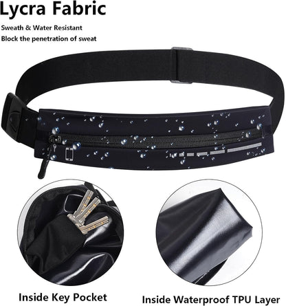 Slim Running Belt Fanny Pack, Adjustable Reflective Phone Holder Runners Waist Pouch Belt for Workout, Money Belt Running Gift Gear Accessories (Black)