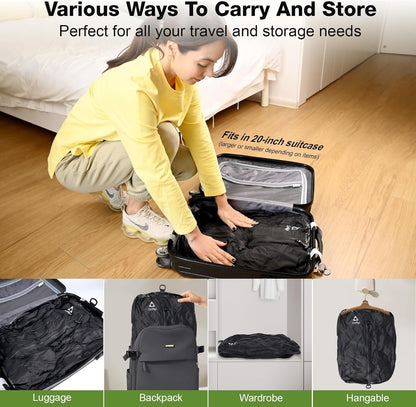 Zurligi Vacuum Bags for Travel with Pump, 40L Vacuum Compression Bag with Adjustable Shoulder Strap, IP67 Reusable Vacuum Packing Cubes for Luggage, Backpack, Suitcase, Yoga, Swim, Beach (2 PCS Black)
