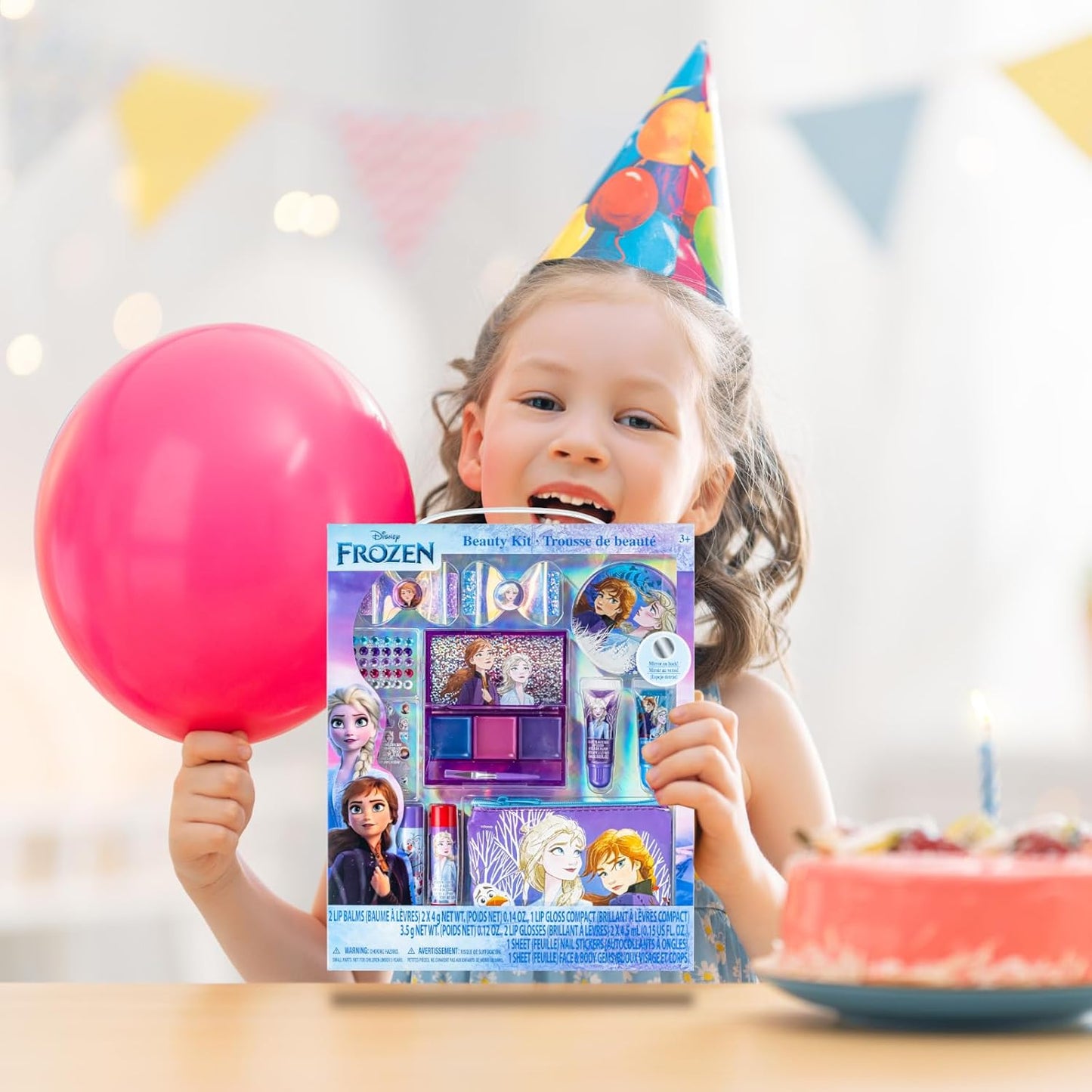 Disney Frozen Townley Girl Makeup Set for Girls with Clips, Lip Gloss, Nail Stickers, Lip Balm, Nail Gems and Mirror for Sleepover and Makeover