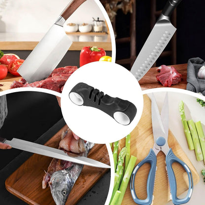 Taglierina Sharpener Stone, manuale in acciaio inox Sharpener, Multifunzionale Wheel-Shaped Tool, Kitchen Gadget, ideale per utensili da cucina e manutenzione