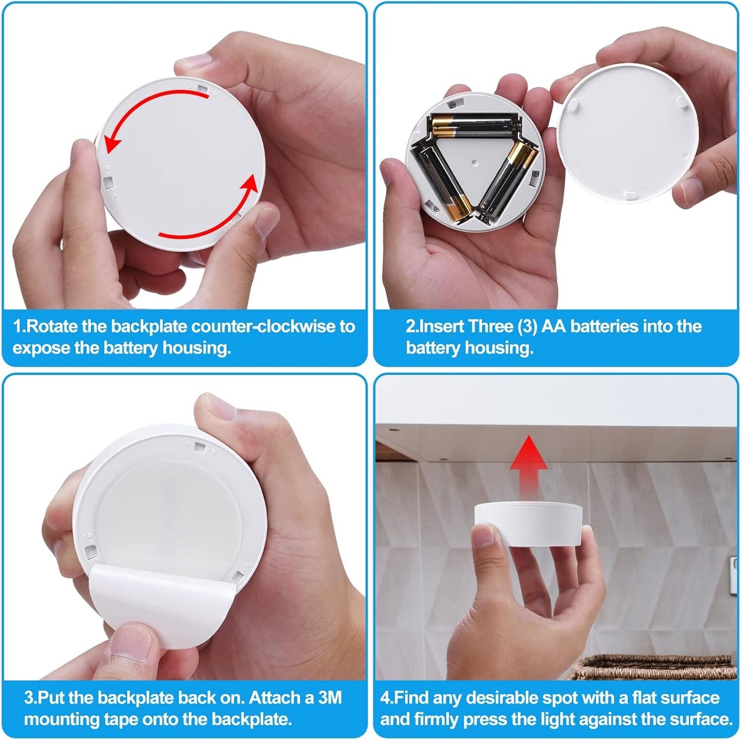 Upgrade Puck Lights with Remote and Timer, 12 Color Changing Under Counter Lights, Wireless Under Cabinet Lights Battery Powered, Dimmable Battery Operated Light, Stick On Lights