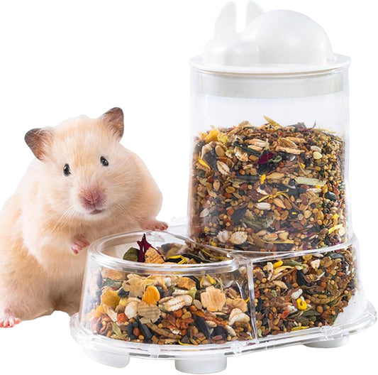 Automatic Hamster Feeder | Small Animal Feeding & Watering Supplies | Large Capacity Water Bottle Bracket for Treats Rabbits Nesting Training Indoor