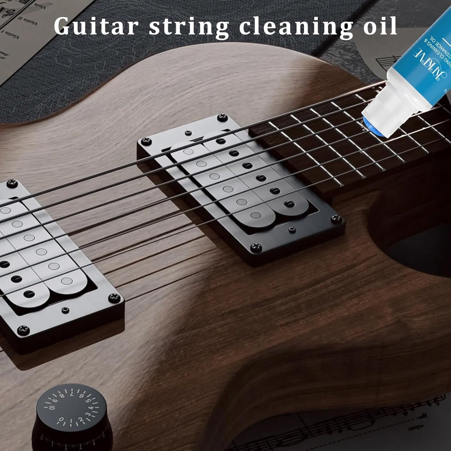 Guitar Cleaning Kit – 8-Pack Complete Care Set with Innovative Sponge Applicator | Guitar Cleaner, Lemon Oil(fretboard oil), Polish Wax, String Cleaner, Winder, Brush & Microfiber Cloth
