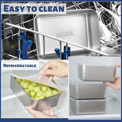 Betinyar 5Pcs Stainless Steel Food Containers with Lids, Reusable Containers For Snacks, Food Storage Containers setsstorage box for Office