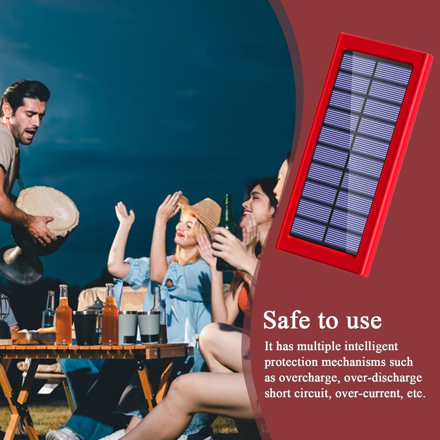 Solar Charger Power Bank, Mobile Phone Portable Adapter, 10000mAh High Capacity External Battery with Fast Charging and Compact Waterproof Design,Battery Pack for Outdoor & Travel
