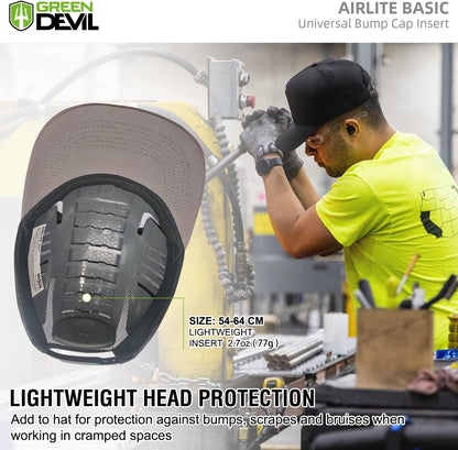 GREEN DEVIL Universal Bump Cap Insert for Baseball Caps Vented Lightweight Safety Bump Hat Insert for Men Women 1 Pack
