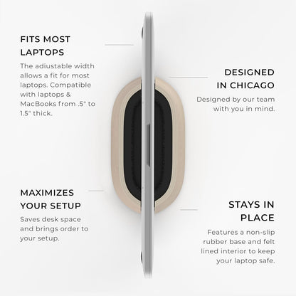 HumanCentric Vertical Laptop Stand in Maple Wood, Upright Adjustable Holder and Dock, Laptop Vertical Stand Fits MacBook Pro and Other Laptops .5" to 1.5, Clamshell Compatible