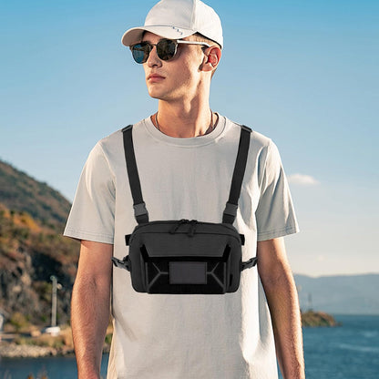Running Chest Bag, Cycling Waistcoat Pack, Oxford Cloth Material, Anti-Theft Lightweight Chest Bag For Hiking, Fishing, Hunting, Multi-Use Outdoor Gear, Adjustable & Unisex Design, 1-Pack
