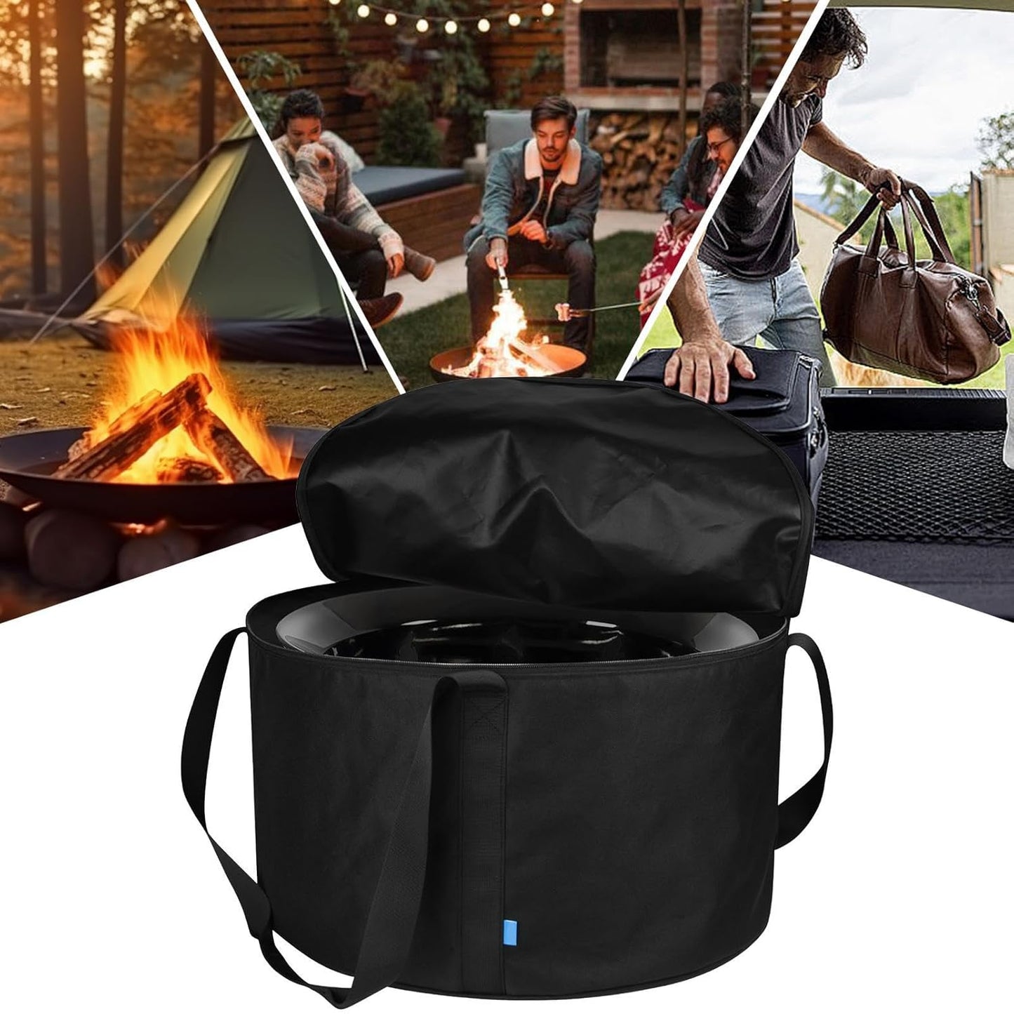 Firebowl Carry Bag, Portable Storage Case, 18.9x18.9in Diameter Fit, Two Way Separation Zipper, Authentic Camping Gear for Outdoor, Fire Bowl, Transport, Travel, Use Solution